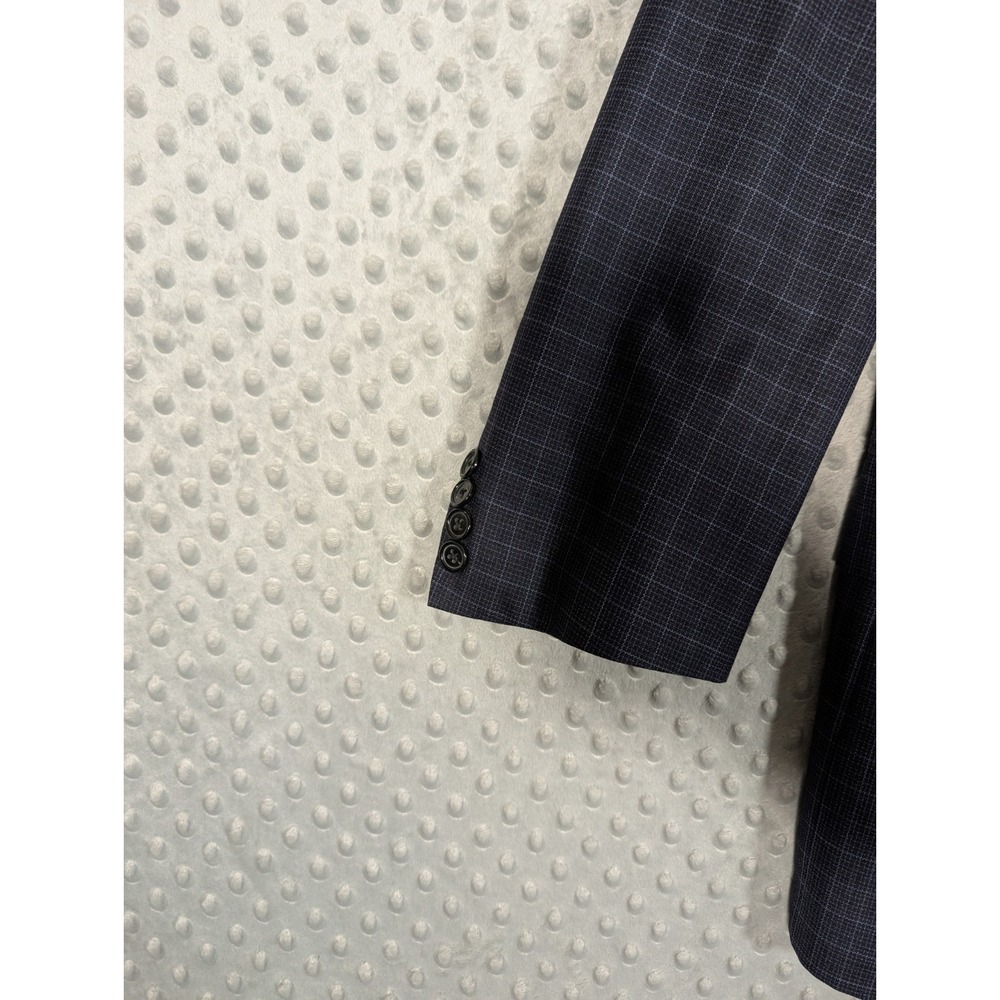 Ermenegildo Zegna Wool Blazer Men's 38R Saks Fifth Avenue Check Navy Jacket - Picture 2 of 16